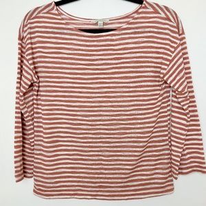 Lucky Brand White/Clay Striped Knit Top